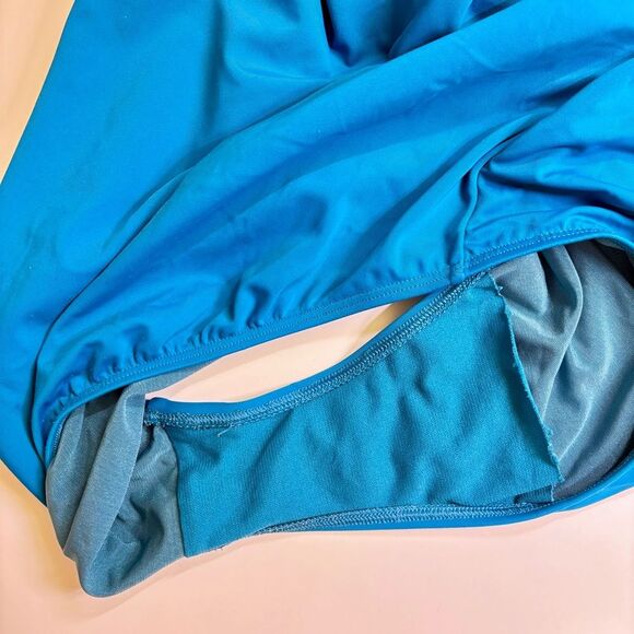 Time and Tru Blue Belted One-Piece Swimsuit - Size 2x - Pre-Owned - Picture 7 of 9